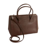 Marlowe, a brown leather handbag, with rolled handles, two zip partitions  Marlowe, a brown