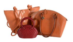 La Portegna, a tan leather handbag, with plaited handles  La Portegna, a tan leather handbag,   with