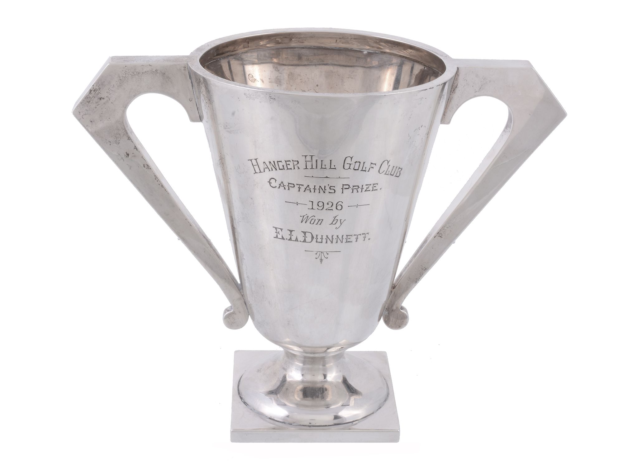 A silver twin handled trophy cup by Robert Pringle & Sons, London 1926  A silver twin handled trophy