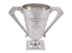 A silver twin handled trophy cup by Robert Pringle & Sons, London 1926  A silver twin handled trophy