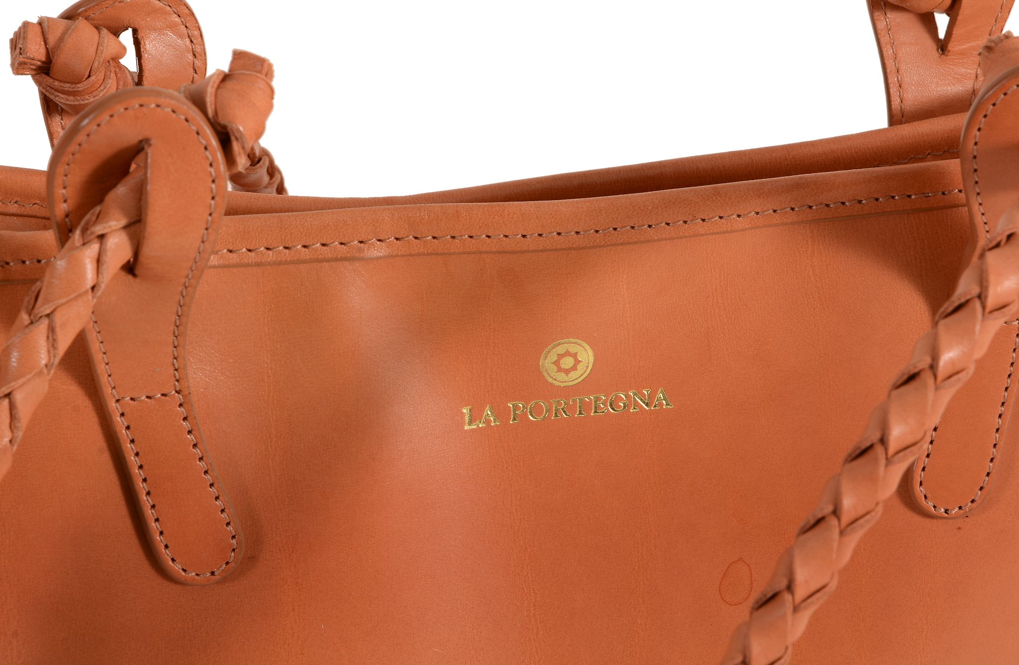 La Portegna, a tan leather handbag, with plaited handles  La Portegna, a tan leather handbag,   with - Image 6 of 6