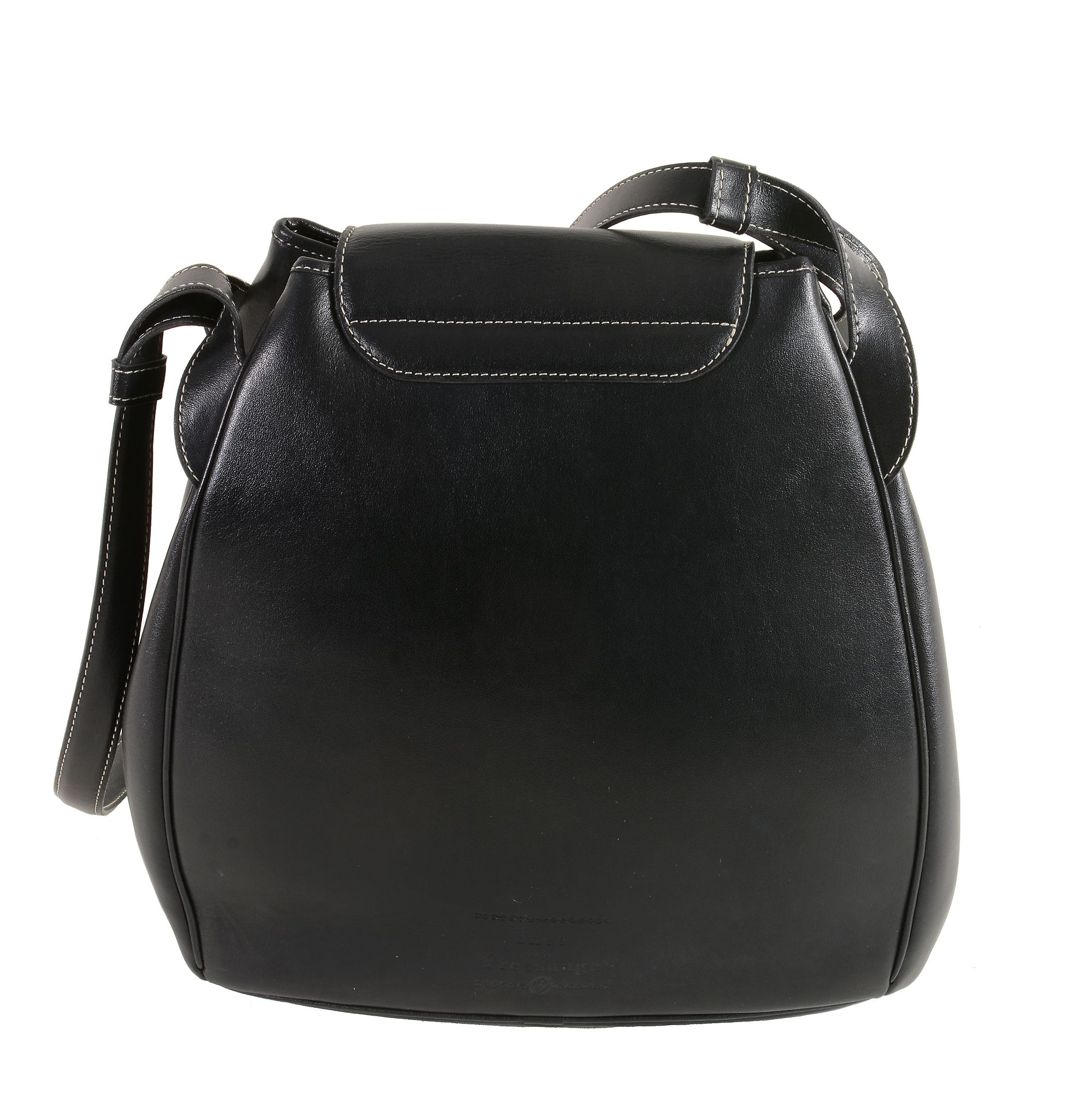 Ines de la Fressange, a black leather handbag  Ines de la Fressange, a black leather handbag,   with - Image 2 of 2