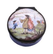 A south Staffordshire enamel circular box, circa 1770  A south Staffordshire enamel circular