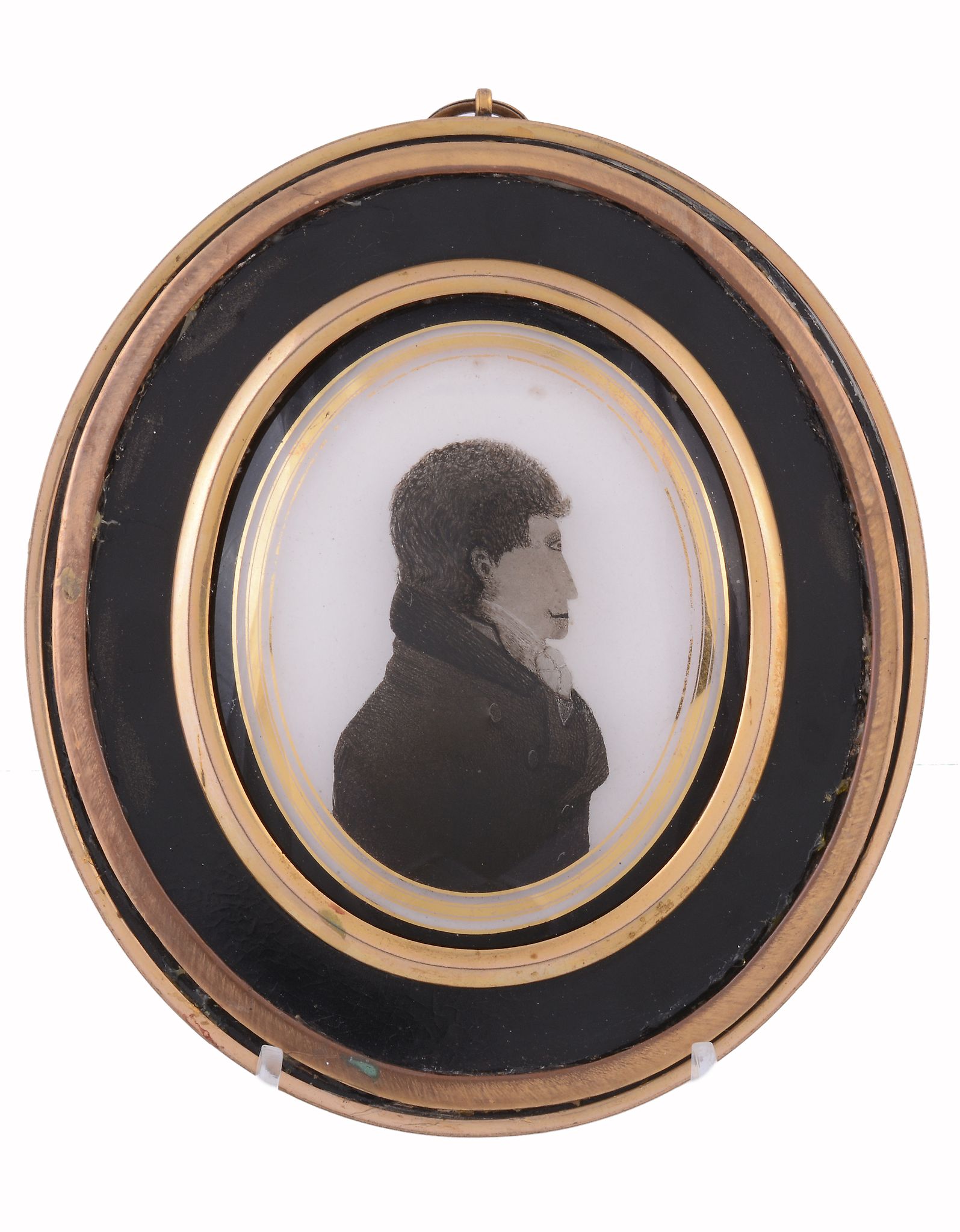 Arthur Lea of Portsmouth, reverse painted silhouette portrait of a gentleman  Arthur Lea of