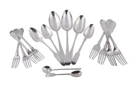 A collection of silver flatware, various George III and later patterns  A collection of silver