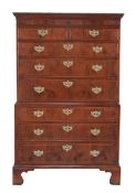 A George III mahogany and box wood strung chest on chest, circa 1780  A George III mahogany and