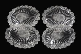 A set of four cut-glass oval dishes, second quarter 19th century  A set of four cut-glass oval