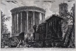 Giovanni Battista Piranesi (1720-1778) - Veduta del Tempio della Sibilla in Tivoli Etching with