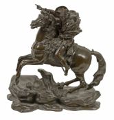 A French patinated bronze group of Napoleon Bonaparte on horseback  A French patinated bronze