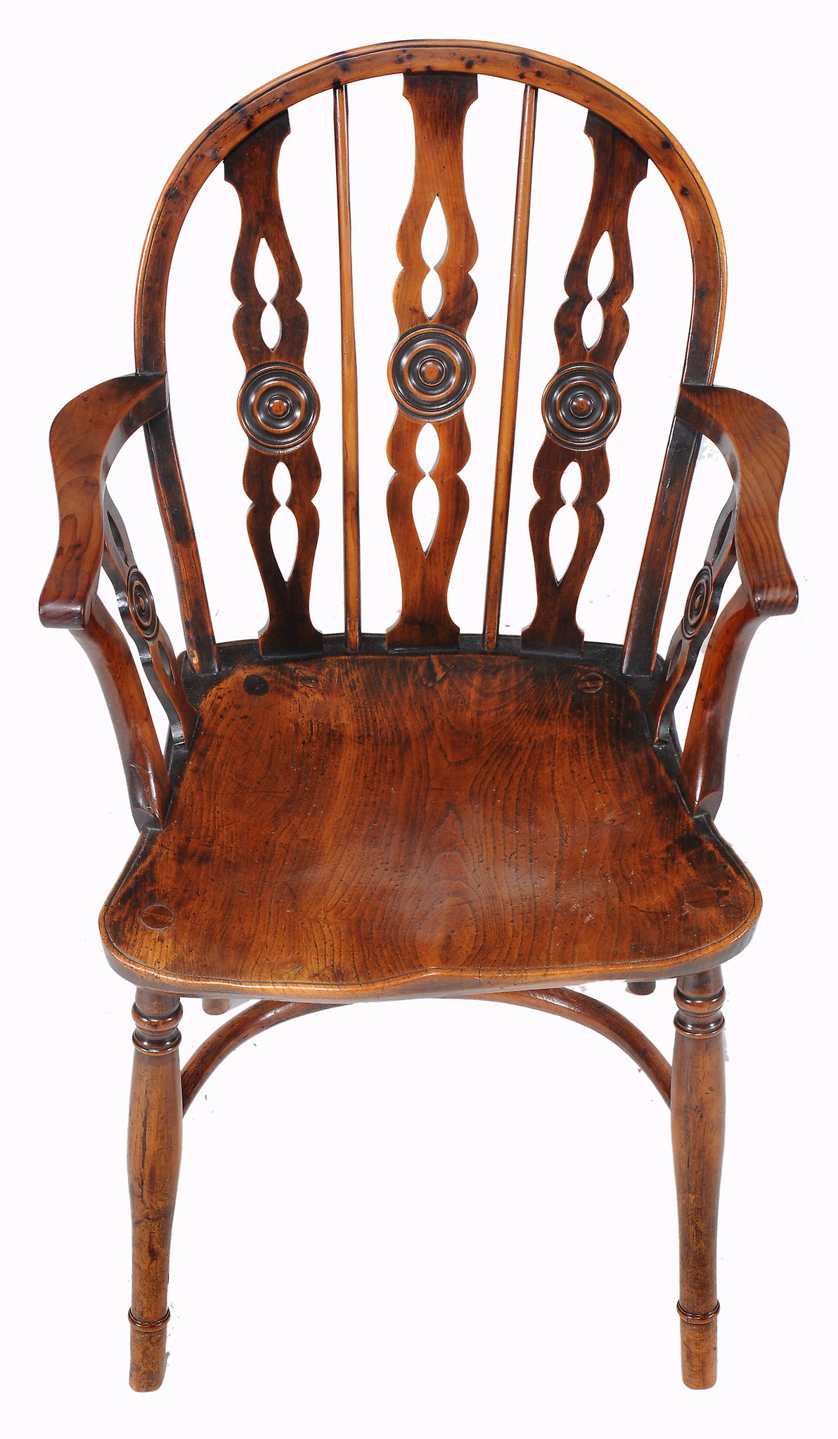 -108 A set of six George III elm and yew chairs, circa 1780 -108 A set of six George III elm and yew - Image 3 of 3