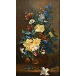 Eugene Petit (1839-1886) - Still life of flowers in a vase Oil on panel Signed lower left 50 x 31