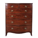 A George III mahogany bowfront chest of drawers , circa 1800  A George III mahogany bowfront chest