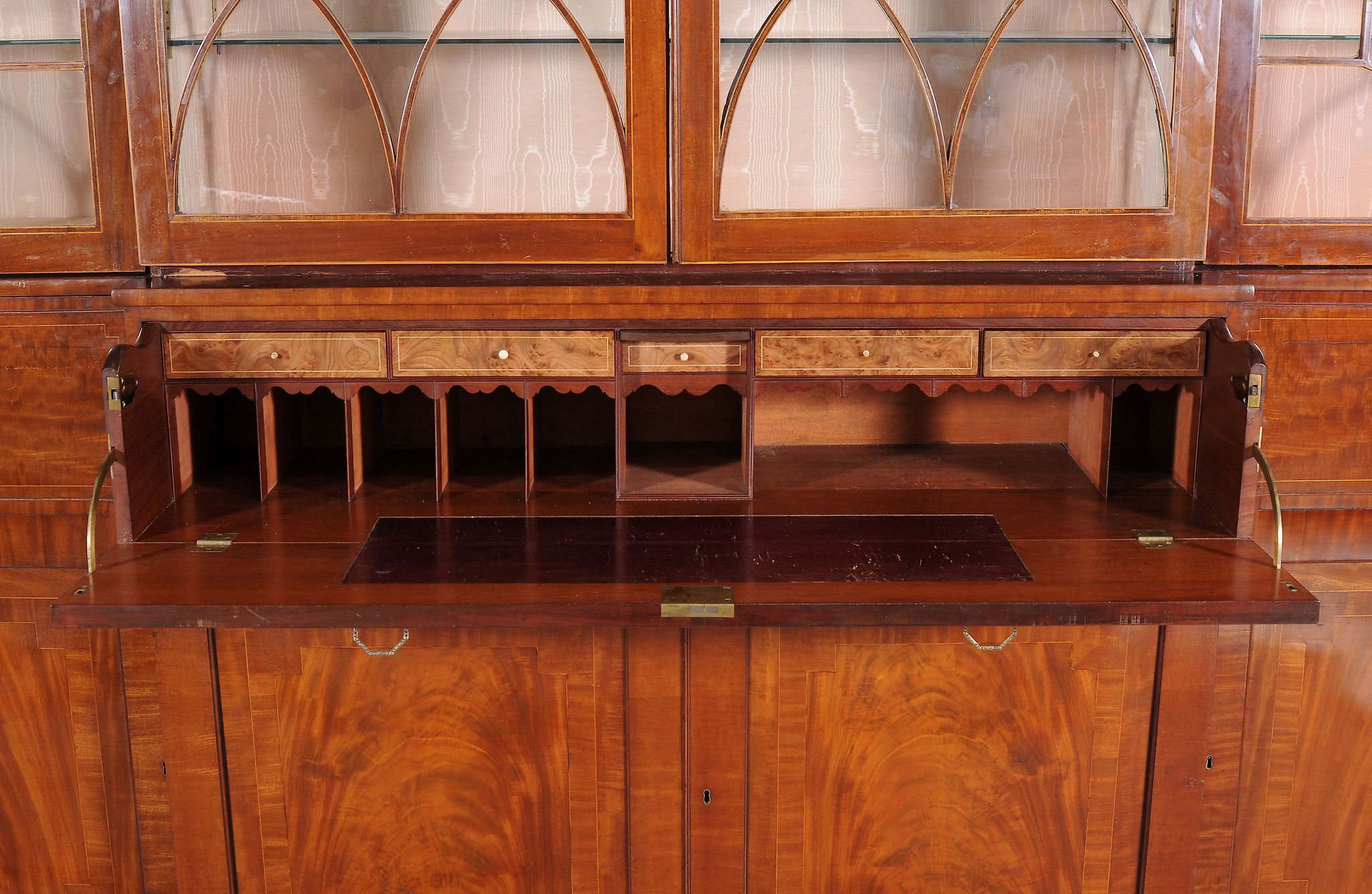 A George III mahogany library breakfront secretaire bookcase  A George III mahogany library - Image 3 of 4