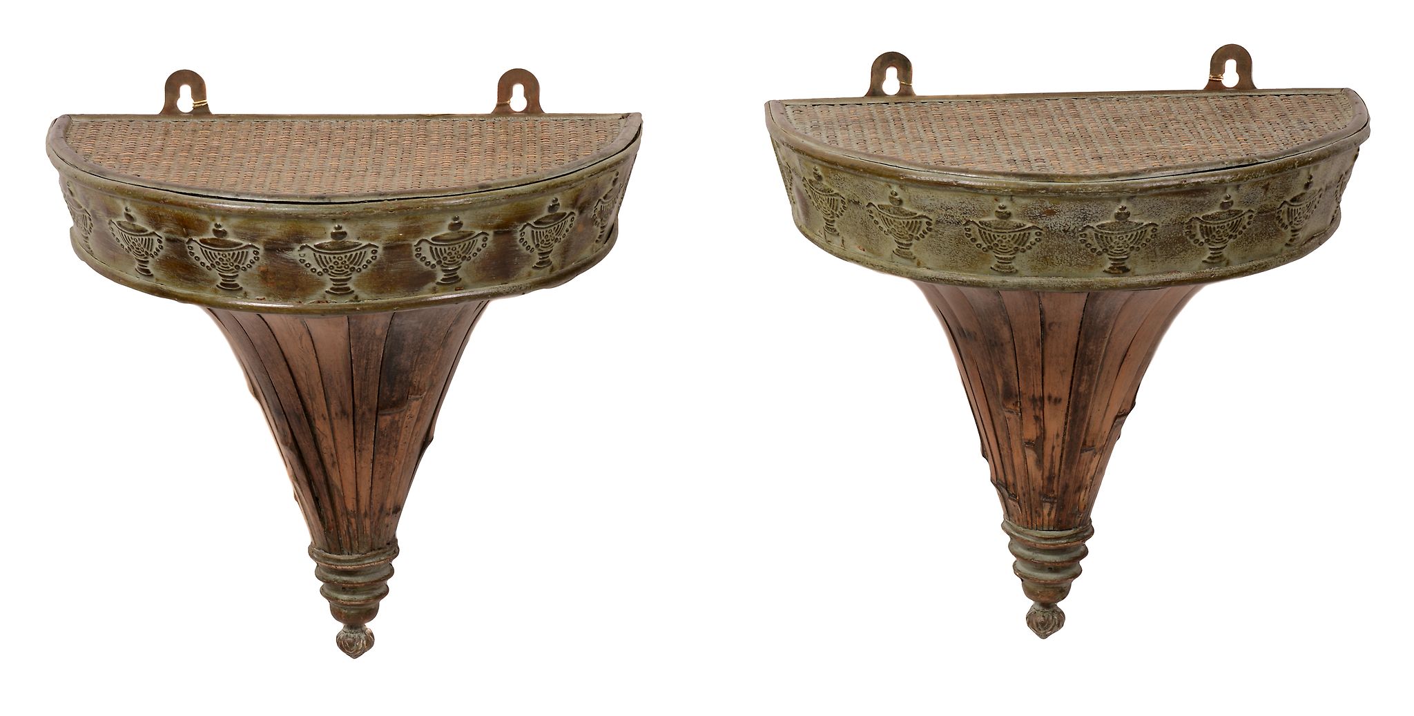 A pair of late 20th century semi-circular wall brackets  A pair of late 20th century semi-circular