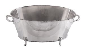 A silver plated metal wine cooler in 18th century taste, of recent manufacture  A silver plated