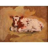 Fiddes-Georges Watt (1873-1960) - Study of a resting cow Oil on board Inscribed with attribution