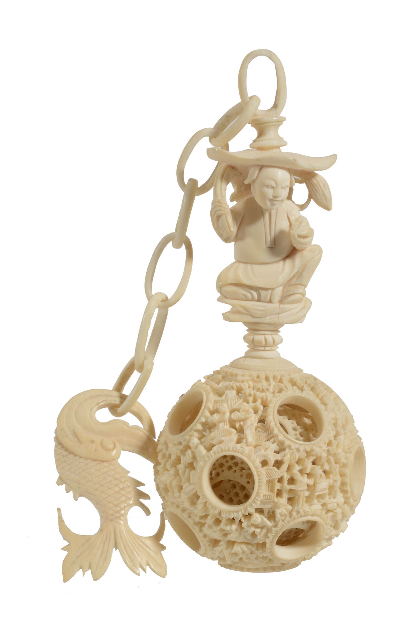 A Chinese ivory puzzle ball, late 19th/early 20th century  A Chinese ivory puzzle ball, late 19th/