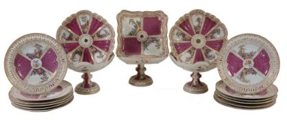 A Meissen part dessert service , late 19th century  A Meissen (outside decorated) part dessert