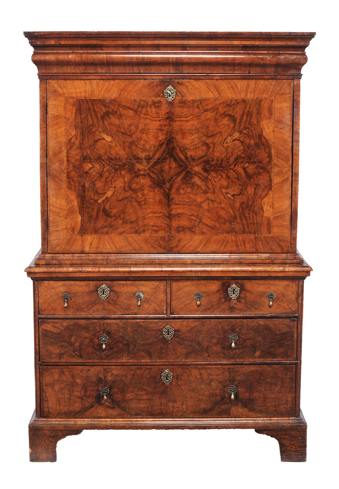 A Queen Anne walnut escritoire , circa 1710  A Queen Anne walnut escritoire  , circa 1710, the