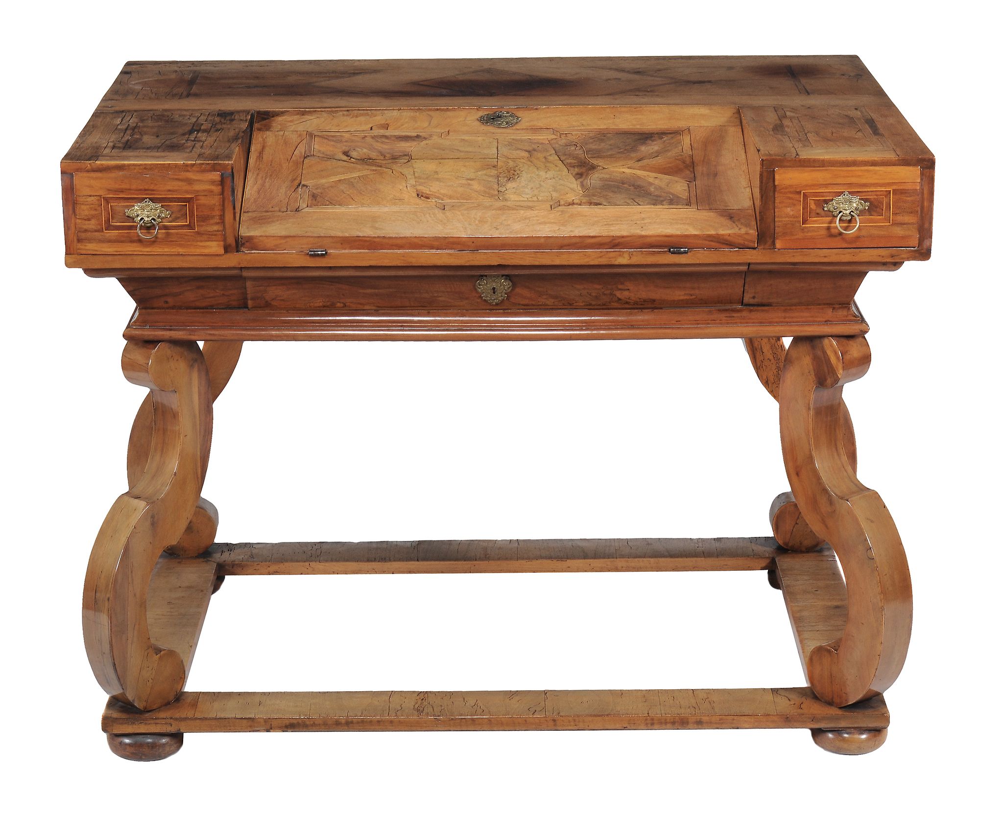 An Italian walnut desk, mid 18th century and later  An Italian walnut desk,   mid 18th century and