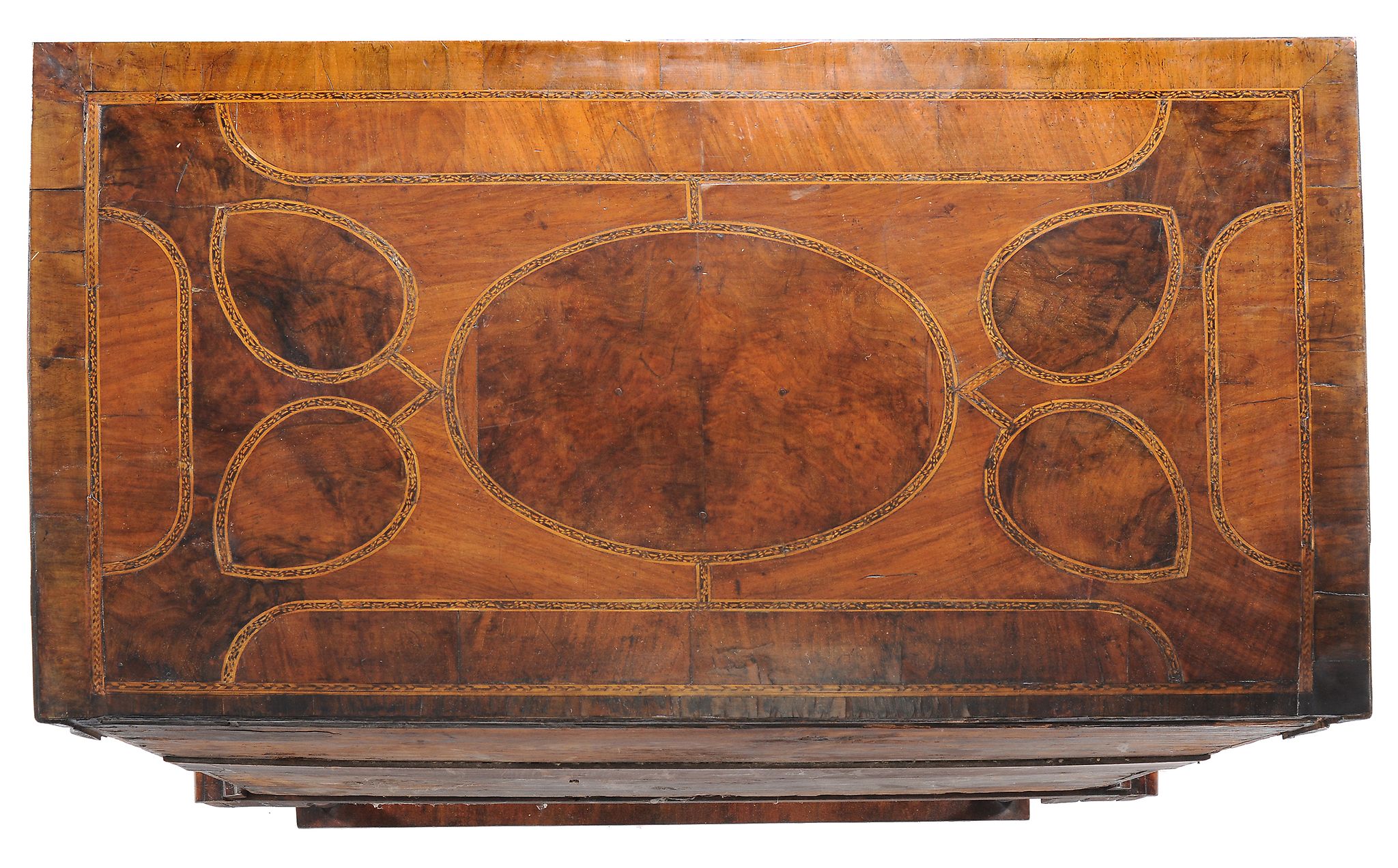 A walnut and chevron banded chest on stand, circa 1710 and later  A walnut and chevron banded - Image 2 of 2