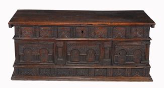 A carved walnut chest, circa 1700, of Nonsuch type  A carved walnut chest,   circa 1700, of