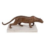 David Wynne , a patinated bronze and marble mounted model of a leopard  David Wynne (1926 - 2014), a