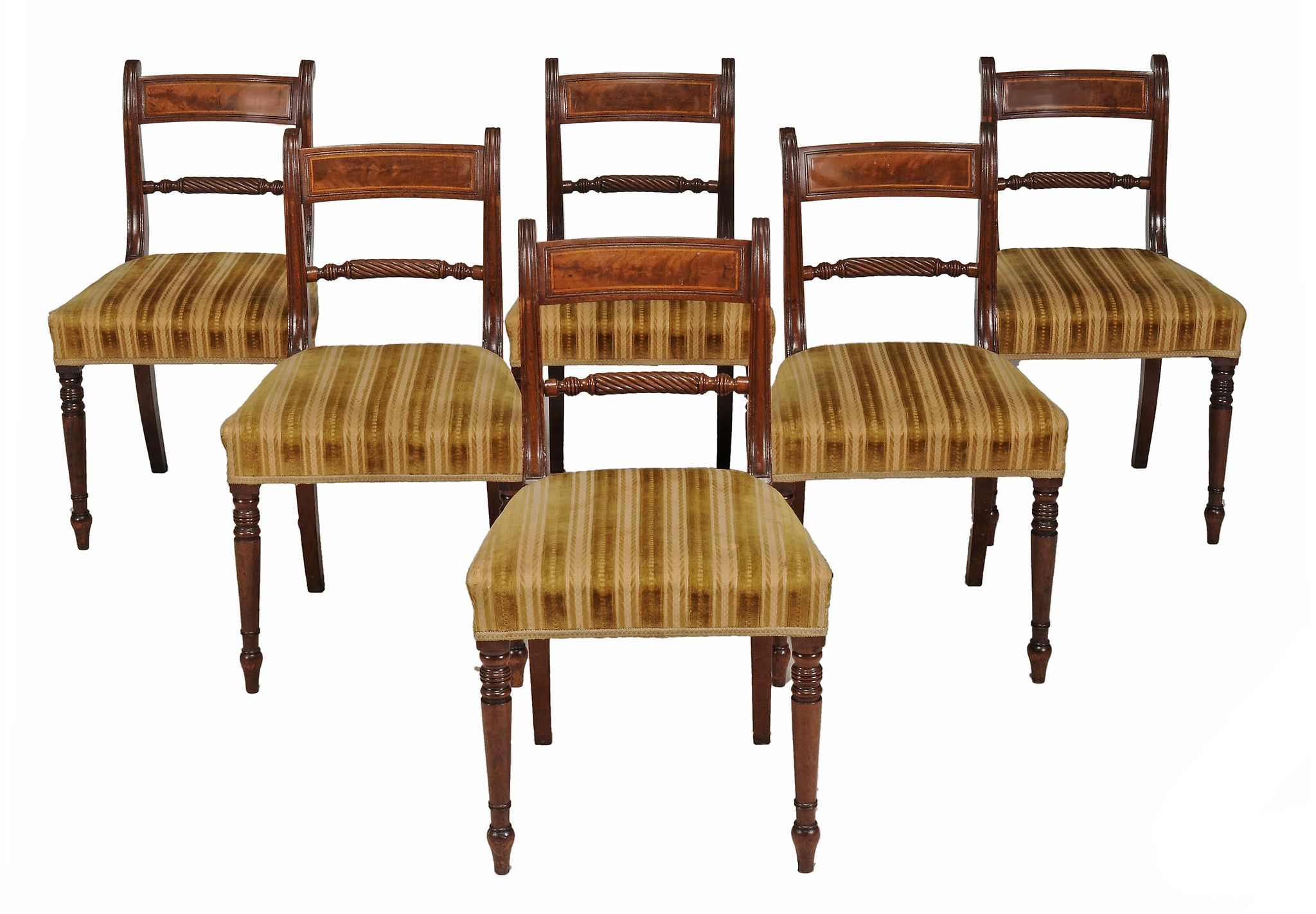 A set of six Regency mahogany dining chairs, circa 1825  A set of six Regency mahogany dining