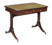 A late George III mahogany library writing table , late 18th century  A late George III mahogany