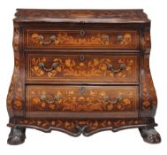 A Dutch marquetry bombe commode, first half 19th century  A Dutch marquetry bombe commode,   first