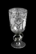 A Continental glass engraved goblet in the early eighteenth century style  A Continental glass