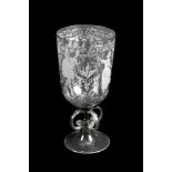A Continental glass engraved goblet in the early eighteenth century style  A Continental glass