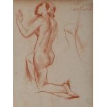 Edward Woore (1880-1960) - A group of three studies of women and another of a seated man  red and