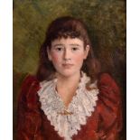 J.D. Davies (fl. 1890s) - Portrait of a young girl in a red dress Oil on canvas Signed and dated