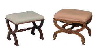 A William IV mahogany x-frame stool, circa 1830  A William IV mahogany x-frame stool,   circa