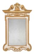 A cream painted and parcel gilt wall mirror in George III style  A cream painted and parcel gilt