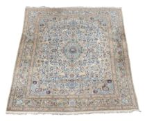 A large Persian carpet with floral field with birds to border 376cm x 265cm  A large Persian