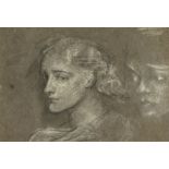 Circle of Frederic, Lord Leighton (1830-1896) - Study of heads Black and white chalks, on blue