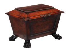 A William IV mahogany cellarette, circa 1835, of sarcophagus form A William IV mahogany