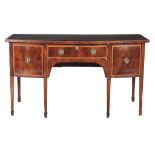 A George III mahogany and satinwood banded sideboard , circa 1800  A George III mahogany and