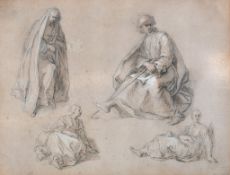 Abraham Bloemaert (1564-1651) - Figure studies Pen and wash over black chalk  15 x 19 cm. (6 x 7 1/2