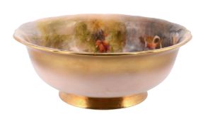 A Royal Worcester bowl signed by Ricketts , circa 1924  A Royal Worcester bowl signed by
