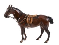 A Viennese cold painted bronze model of a bay hunter, circa 1900, by Bergman  A Viennese cold