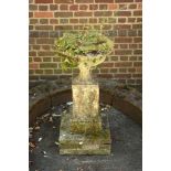 A composition stone campana form garden urn, 20th century  A composition stone campana form garden