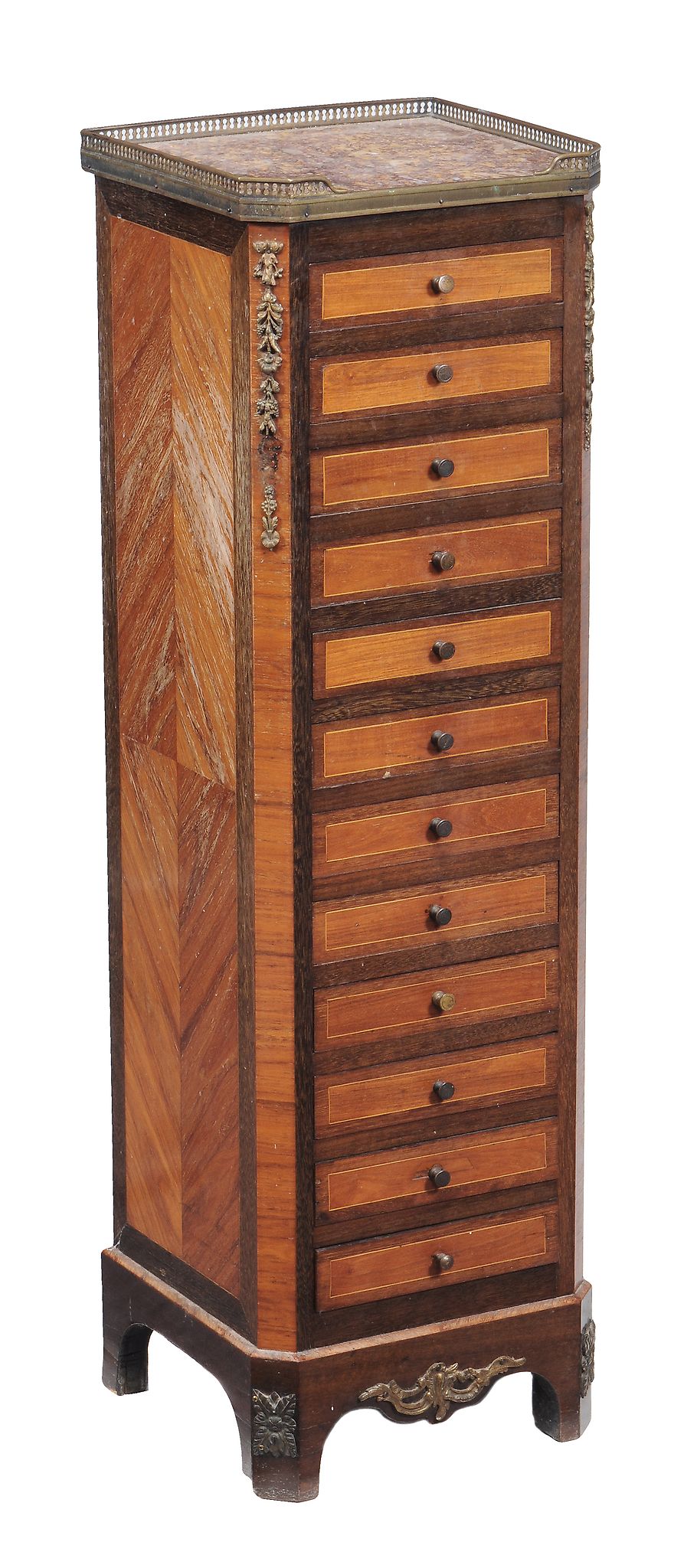 A French kingwood and gilt metal mounted specimen chest , 19th century  A French kingwood and gilt