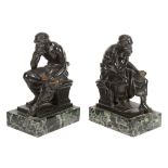 Th. Ullmann, a pair of patinated bronze and marmo verdi antico mounted...  Th. Ullmann, a pair of