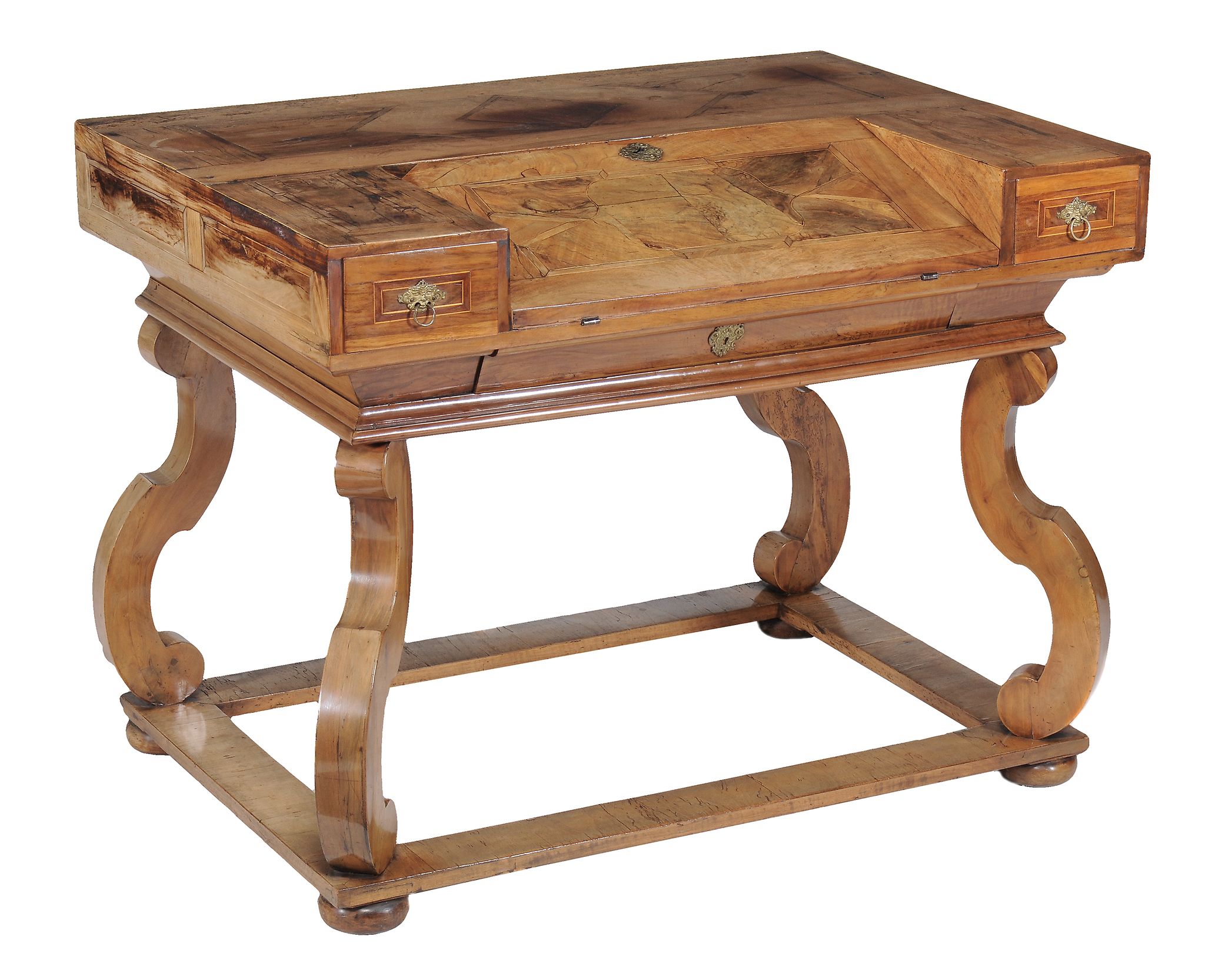 An Italian walnut desk, mid 18th century and later  An Italian walnut desk,   mid 18th century and - Image 3 of 3