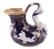 A Minton bone china blue-ground and gilt Mermaid wine jug , circa 1880  A Minton bone china blue-
