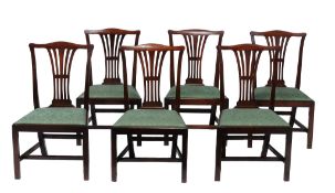 A set of six George III mahogany dining chairs , circa 1780  A set of six George III mahogany dining