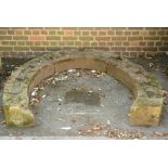 An ashlar cut Horton stone bedding or pool surround carved in the form of a...  An ashlar cut Horton